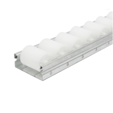 6033 White PE Plastic Wheel Sheet Metal Flow Roller Track Joint For FIFO Rack Storage